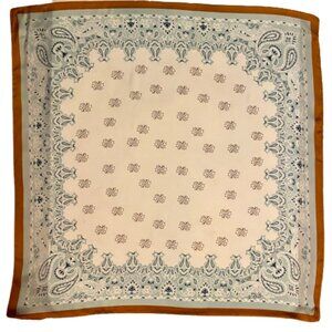 Paisley Scarf White Black Teal Brown Large Square